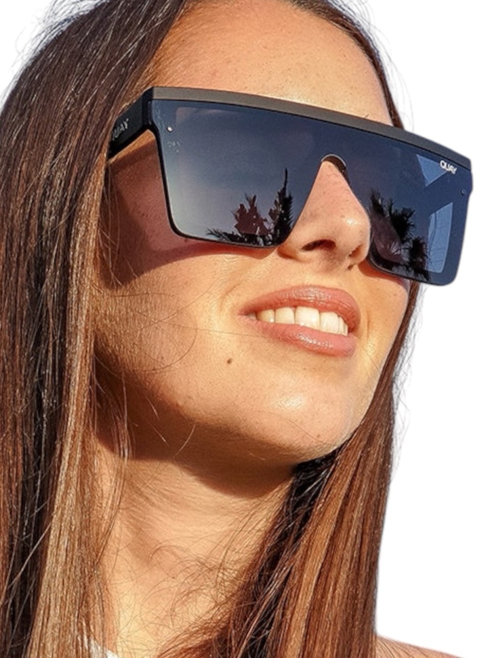 QUAY Hindsight Sunglasses Matte Black Frame Grey Lens Unisex Shield NWT